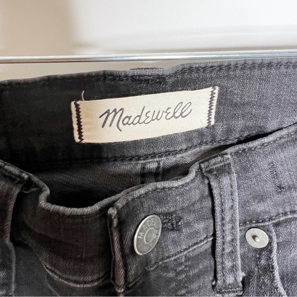 Madewell Cali Demi Boot Jeans Berkeley Black High Rise Frayed Hem Size 24 - Picture 7 of 12